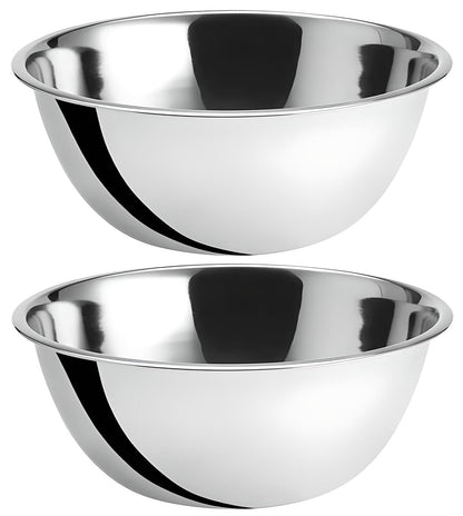 OCS Parts 8 Quart Mixing Bowls | Set of 2 | 13.25-Inch Stainless Steel Professional Grade Flat Base Mixing Bowls for Home and Commercial Kitchens