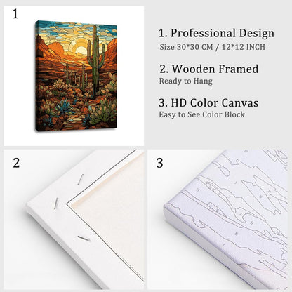 Natuyalo Paint by Numbers for Adults with Framed on Canvas, Wilderness Landscape Paint by Numbers Kits for Beginners, Cactus DIY Acrylic Painting Kits with Frame Ideal Gift (12x16 Inch)