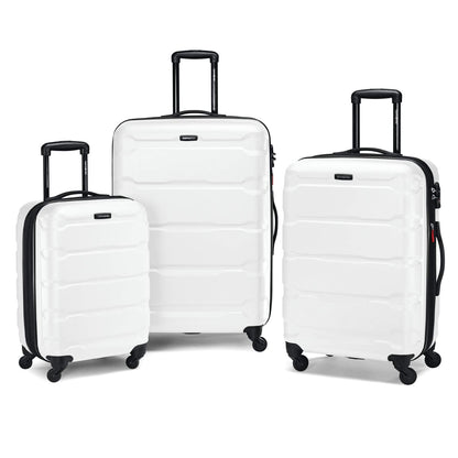 Samsonite Omni PC Hardside Expandable Luggage with Spinner Wheels, Checked-Large 28-Inch, White