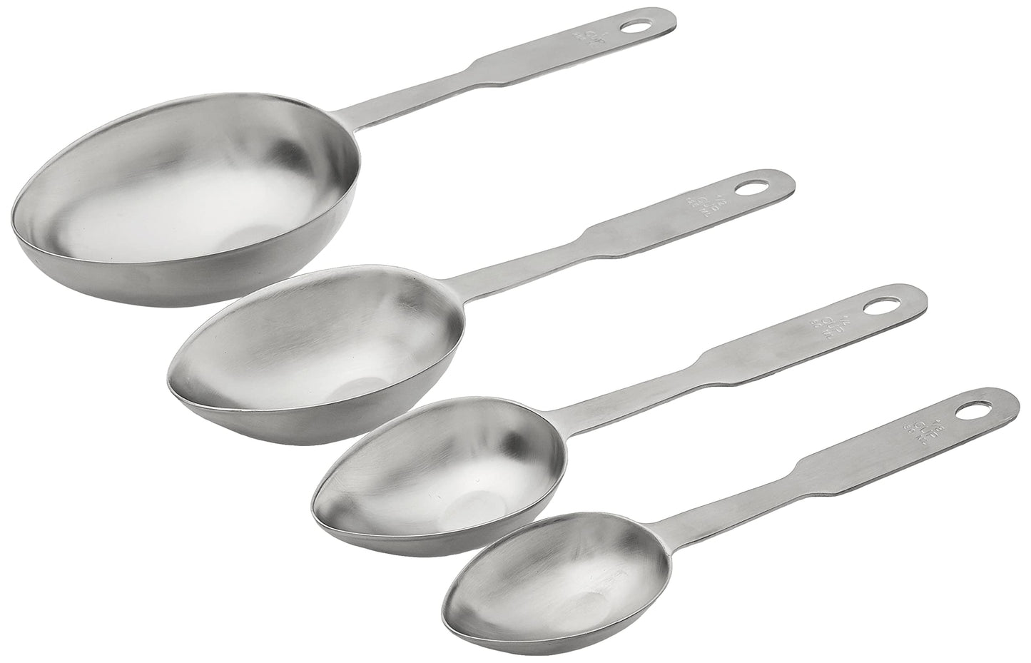 Norpro Stainless Steel 4 Pc Measuring Cup Scoop Shaped Set Metric Equivalents, Silver, 10.5 x 3.5 x 2 inches