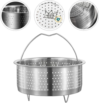 Luxshiny Rice Cooker Steamer Basket with Handle, Stainless Steel for Steaming Food, Meat, Fish, Rice, Veggies