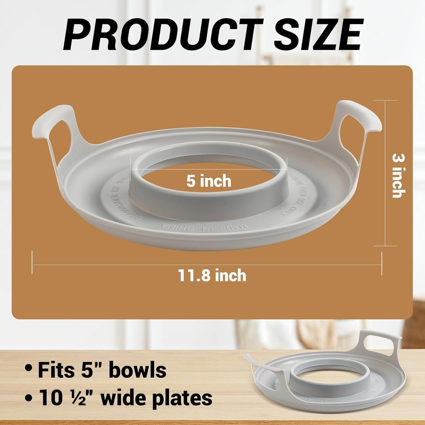 Microwave Cool Plate and Spillover Caddy with Handles, BPA Free for Bowls, Plates, and Microwave Meals