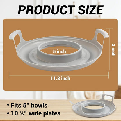 Microwave Cool Plate and Spillover Caddy with Handles, BPA Free for Bowls, Plates, and Microwave Meals
