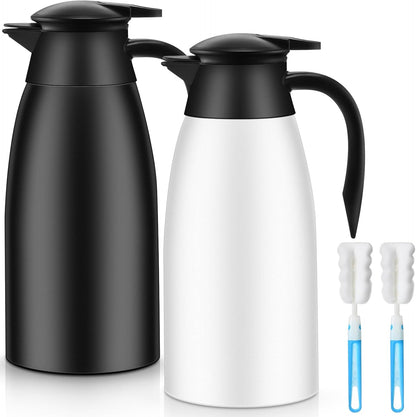 Norme 2 Pcs 68 oz Insulated Stainless Steel Thermal Coffee Carafe for Hot Liquids, Black and White