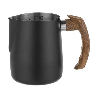uxcell Milk Frothing Pitcher, 20oz/600ml Stainless Steel Coffee Cup Mug Milk Frothing Pitcher Jug with Handle for Home Cafe Bar Restaurant Hotel, Black