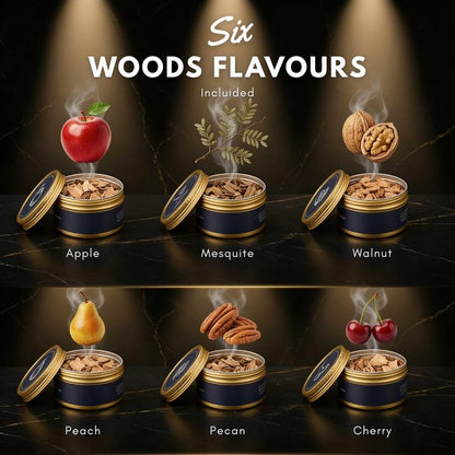Whiskey Smoker Kit – Cocktail Smoking Kit for Smoked Whiskey, Bourbon & Old Fashioned Drinks, Wooden Gift Box Set with 6 Wood Chip Flavors and Smoking Tools
