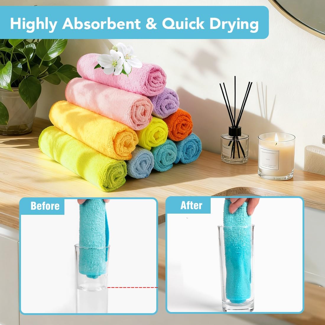 20 Pack 11.5x11.5 Inch, Orighty Washcloths, Microfiber Face Towels, Highly Absorbent and Soft Feel Wash Cloths & Hand