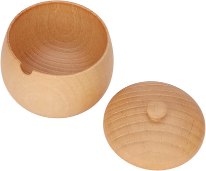 Wooden Spice Jar - Seasoning Container with Lid for Home Kitchen and Restaurant (Wood)