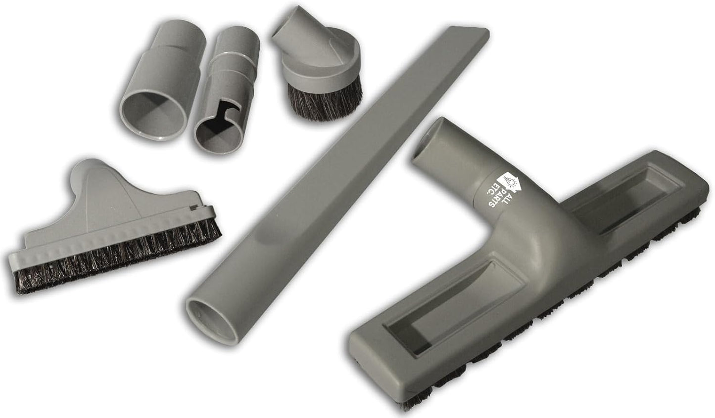 1.25" Gray Vacuum Attachment Kit with 2 Adapters, Compatible with Miele, Eureka, Kirby, Hoover, Shop Vac