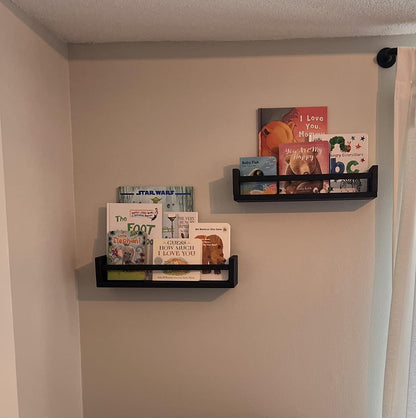 Gneric Black Floating Shelves for Wall, 15.7 inch Kids Bookshelf, Wall Shelves for Living Room Bedroom Decor, Kitchen
