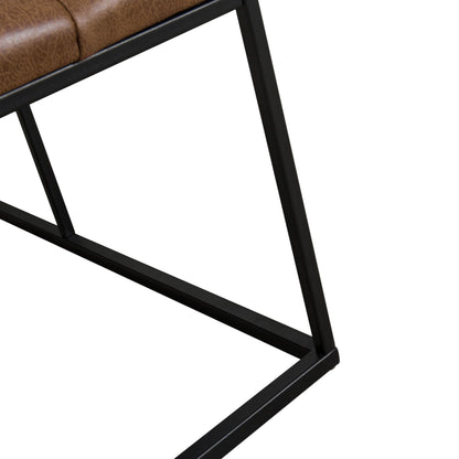 Homepop Home Decor | Large Upholstered Bench | Bench Ottoman with Storage for Living Room & Bedroom | Decorative Home Furniture (Light Brown PU Leather)