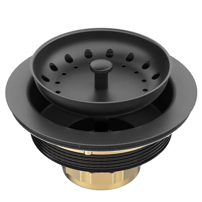 BOTEMY Stainless Steel Black Sink Drain Strainer Kit 3-1/2 inch Kitchen Drain Assembly with Metal Center Knob Basket Stopper Replacement for Standard Kitchen Sinks, Matte Black