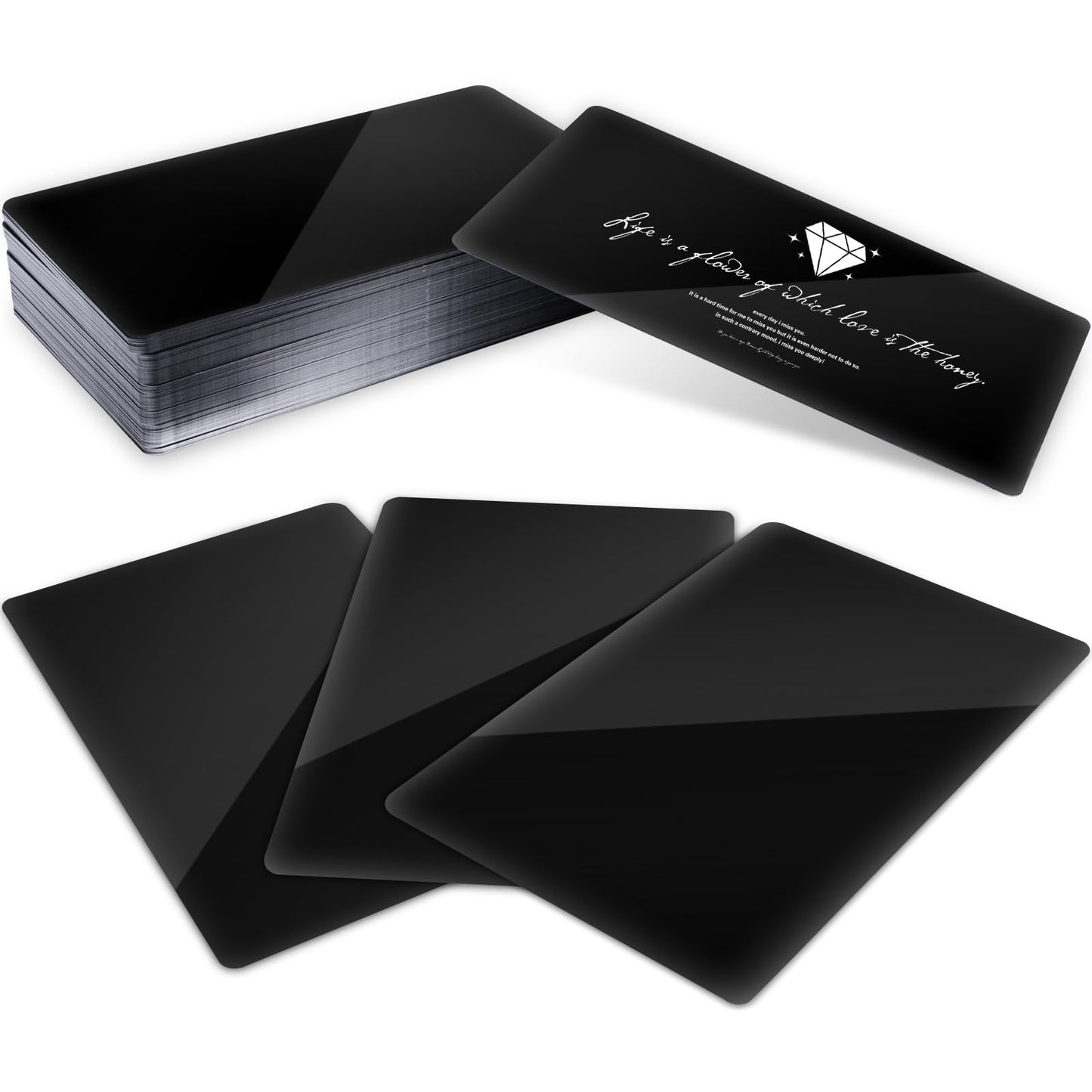 Frddiud 100Pcs Metal Business Card Blanks, Anodized Aluminum Custom Business Card Blanks for CNC Engraver Laser Engraving DIY Cards, 3.3x2.1 Inch DIY Gift Plate Cards for Office Clients (Glossy)