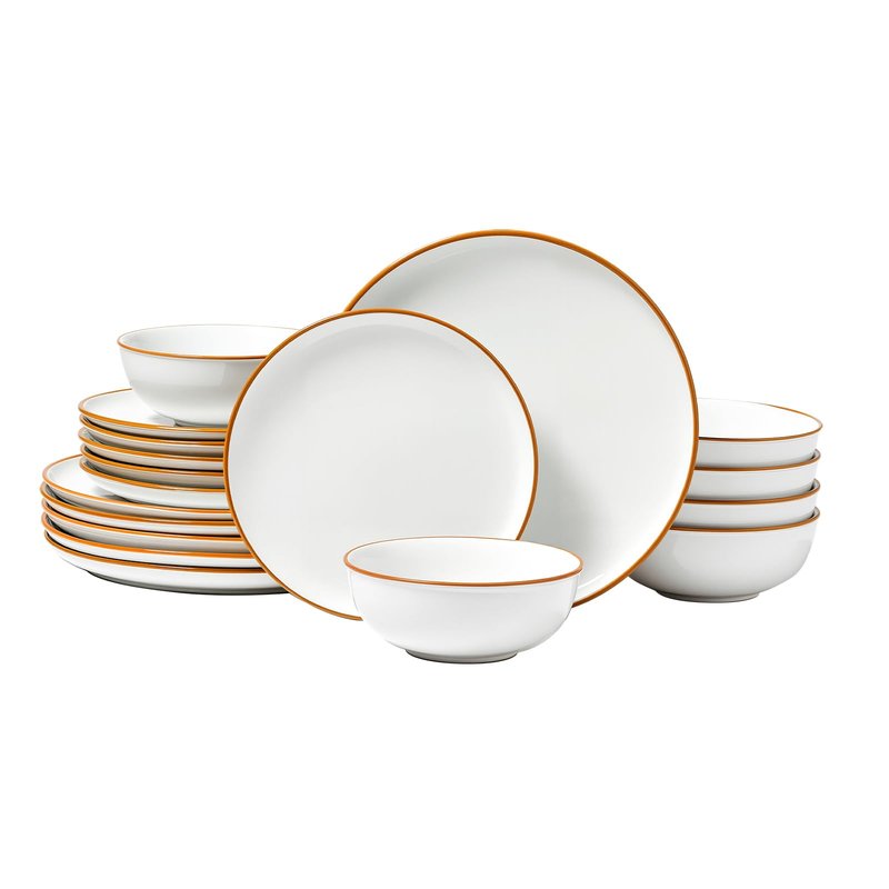 VEVOR Dinnerware Set, Service for 6 (18 PCS), Round Plates and Bowls Sets, Scratch Resistant Ceramic Dinner Ware, Dishwasher and Microwave Suitable Kitchen Dish, for Dessert Salad Soup Pasta, White