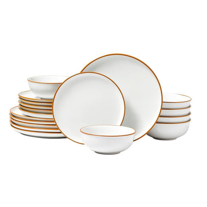 VEVOR Dinnerware Set, Service for 6 (18 PCS), Round Plates and Bowls Sets, Scratch Resistant Ceramic Dinner Ware, Dishwasher and Microwave Suitable Kitchen Dish, for Dessert Salad Soup Pasta, White