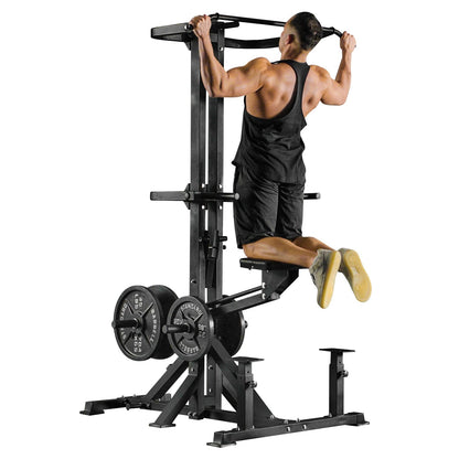 Assisted Pull Up Machine, GMWD 600 lbs Leverage-Assisted Chin and Dip Machine, 4-in-1 Plate Loaded Gym Equipment, Pull Up Machine with 1:1 Counterweight System & Band Peg for Home Gym