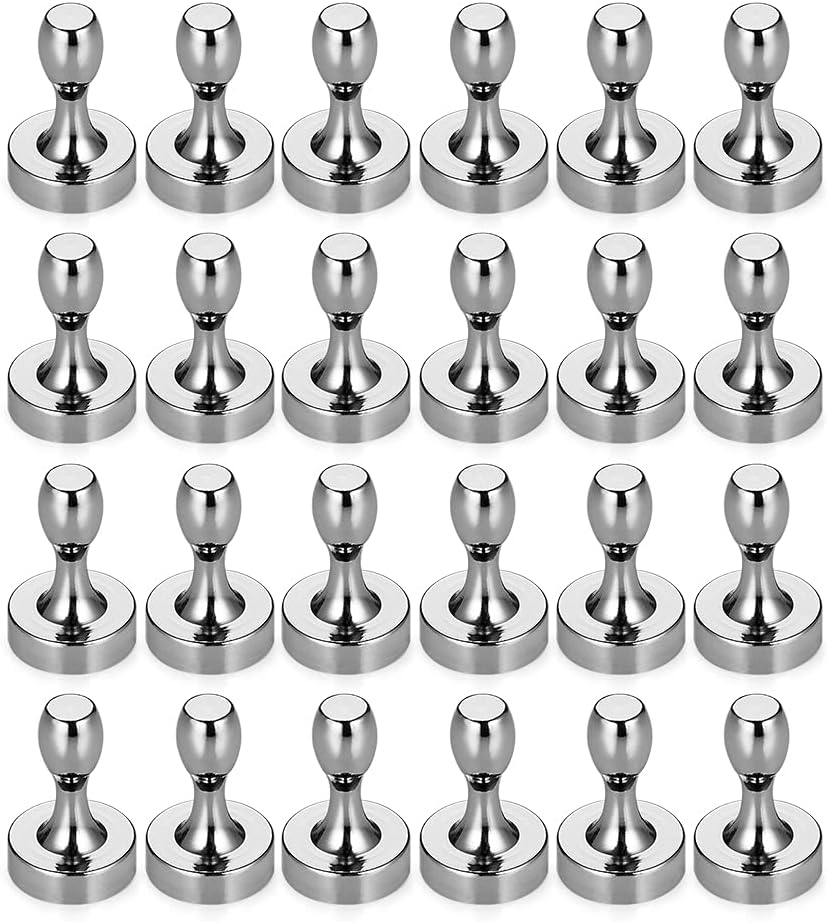 BTLIN 24 Pack Small Fridge Magnets, Strong Mini Metal Magnetic Push Pins for Kitchen Refrigerator Magnetic Board Office