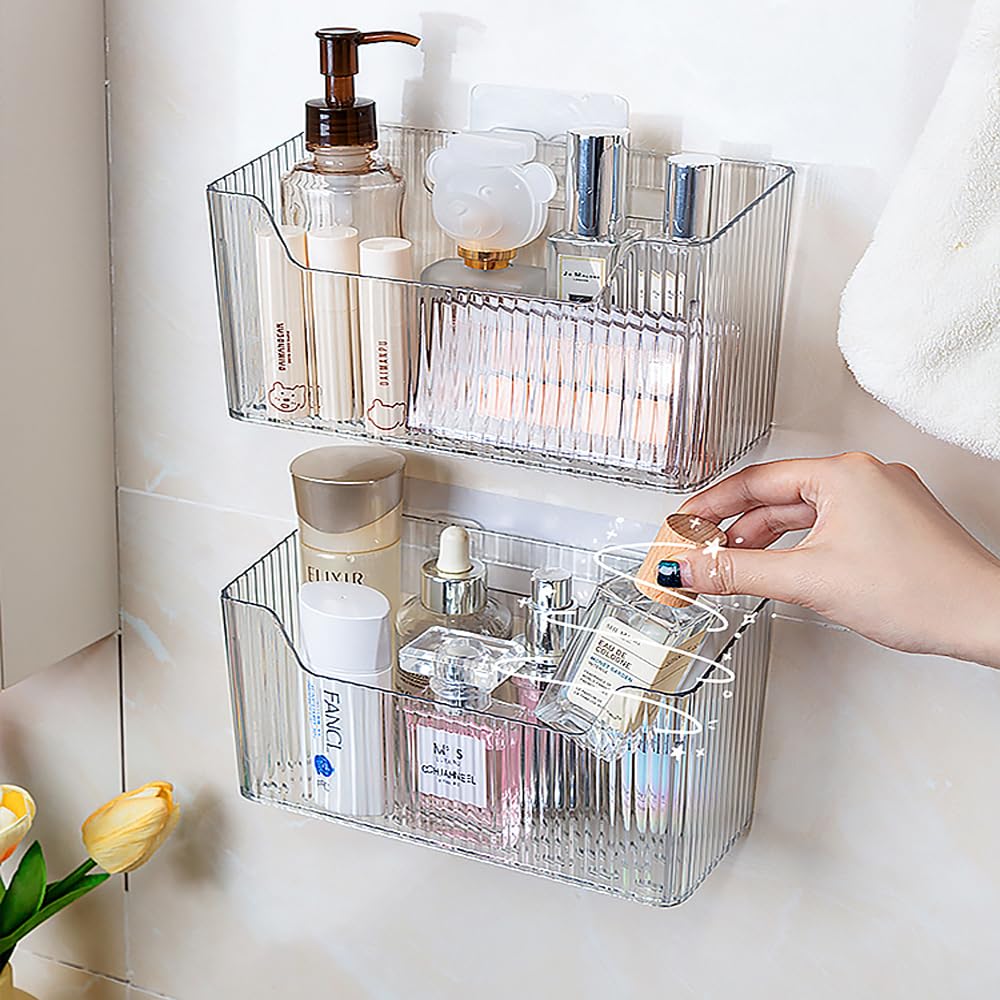 HQahnekme 2PCS Cabinet Door Organizer,Self Adhesive Kitchen Cabinet Organizer,Cabinet Door Storage Box for Bathroom/Kitchen/Living room,Storage shelf rv must haves. (transparent)