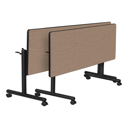 Regency Kobe 72 x 30 in. Flip-Top Training Nesting Table- Noble Oak, 2 M Stack Chairs- Black