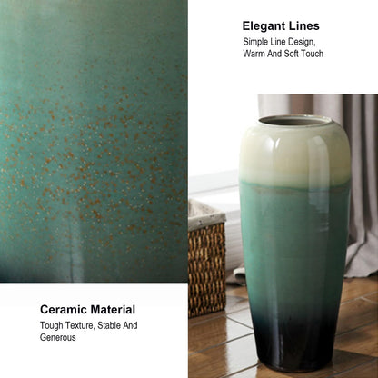 SGeneE Large Floor Vase, 27" Tall Flower Vase, Ceramic Decorative Vase for Living Room Modern Home Decor Bedroom Office Décor (Green 24inch)