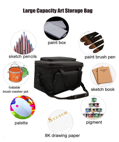 Art and Craft Storage Organizer Bag Paint Art Supplies Storage Bag Arts Craft Tool Carrying Case Artist Paint Tool Box for Travel Foldable Waterproof Large Capacity Storage Tote Bag for Sewing