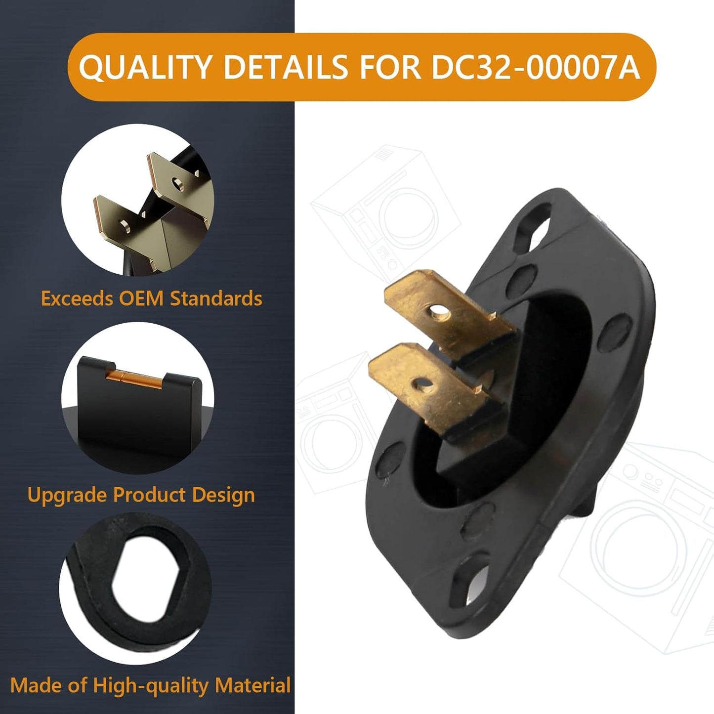 Gattaidar DC32-00007A Dryer Thermistor Replacement Part Compatible with Samsung Kenmore Replaces PS4204984 AP4201716