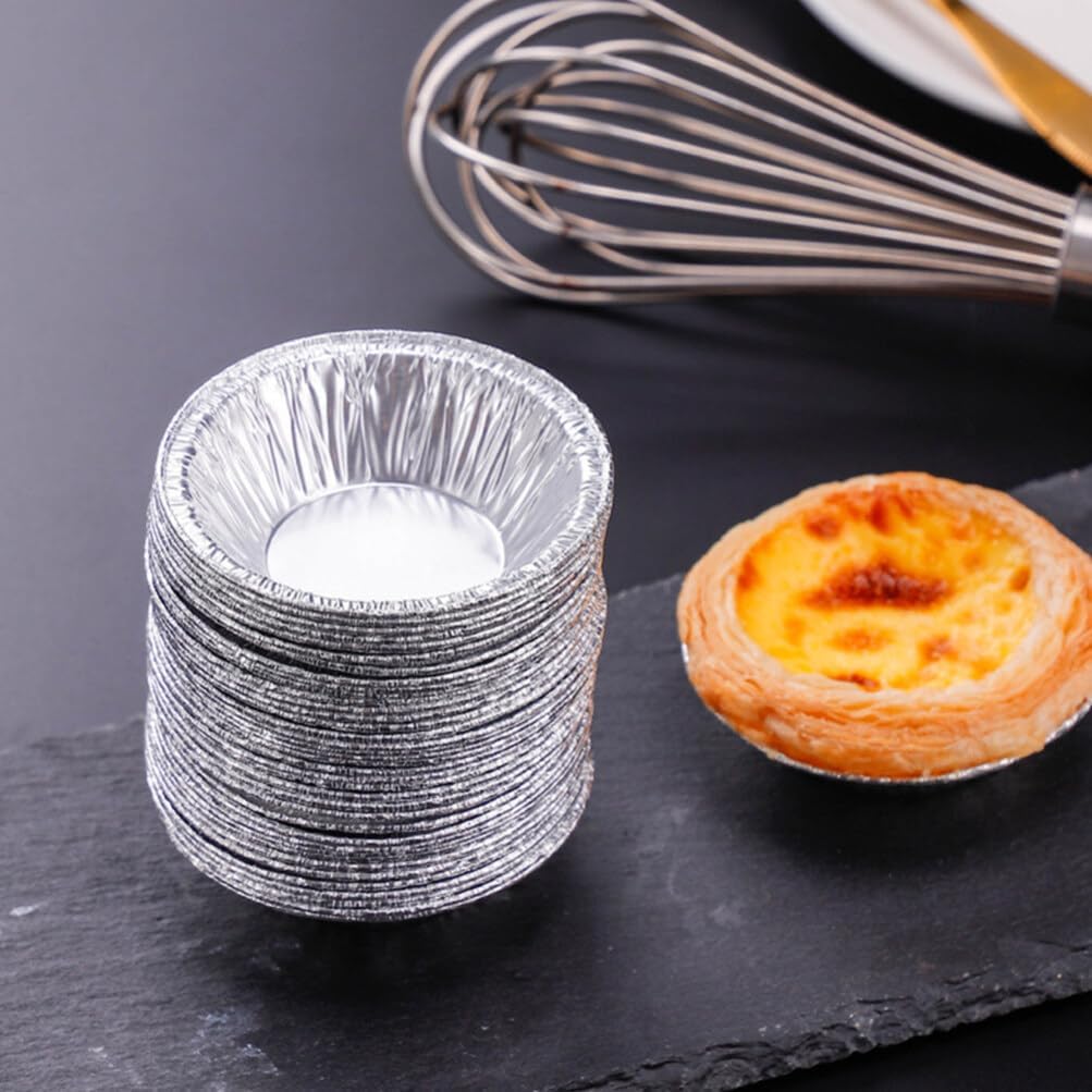 Kichvoe 250pcs Disposable Egg Tart Molds, Round Nonstick Mini Pie Pans, Aluminum Foil Bakeware for Cupcake, 2.7 Inch