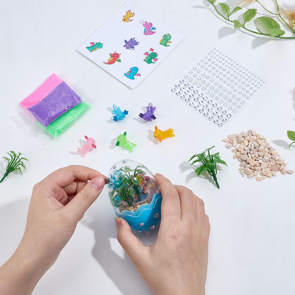 WEBEEDY 2 Sets Mini Axolotl Terrarium Kit Cute Animal Terrarium Starter Craft Set Fairy Garden Mini Figurine Desk Pet Tiny World Set for Kawaii Desktop Decor Christmas Birthday Gift