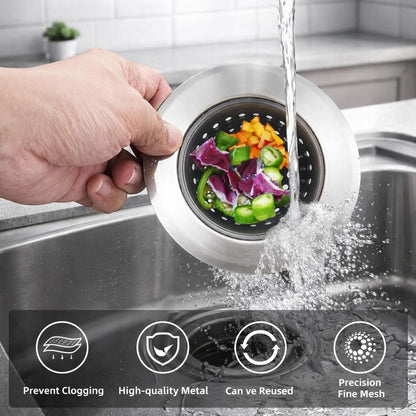 2 Pack Silicone Sink Drain Strainer, Flexible Kitchen Sink Strainer Basket with Metal Rim, 4.5 Inch Drain Catcher & Food Stopper, Free Shower Drain Cover