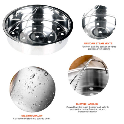 Secura Stainless Steel 6-quart Electric Pressure Cooker Steam Rack Steamer Basket Insert Set