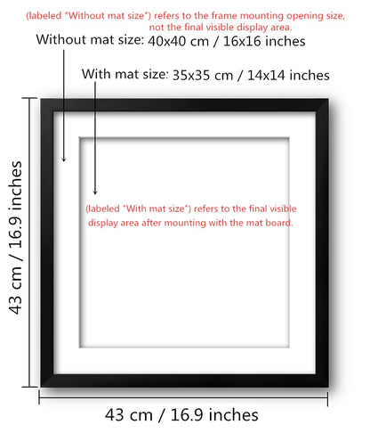 NIHO-JIUMA Wood Photo Frame, Suitable for 16 X 16 in / 40 X 40 cm Diamond art or Oil Paintings Photos, Pine Wood Picture Frames & Plexiglass (2-piece set, Black)