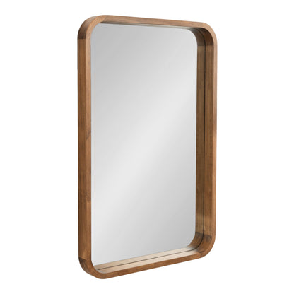 Kate and Laurel Hutton Modern Rounded Rectangle Wall Mirror; 24 x 36; Natural Rustic; Decorative Farmhouse Rectangular Wall Decor for Bathroom Mirror for Over Sink