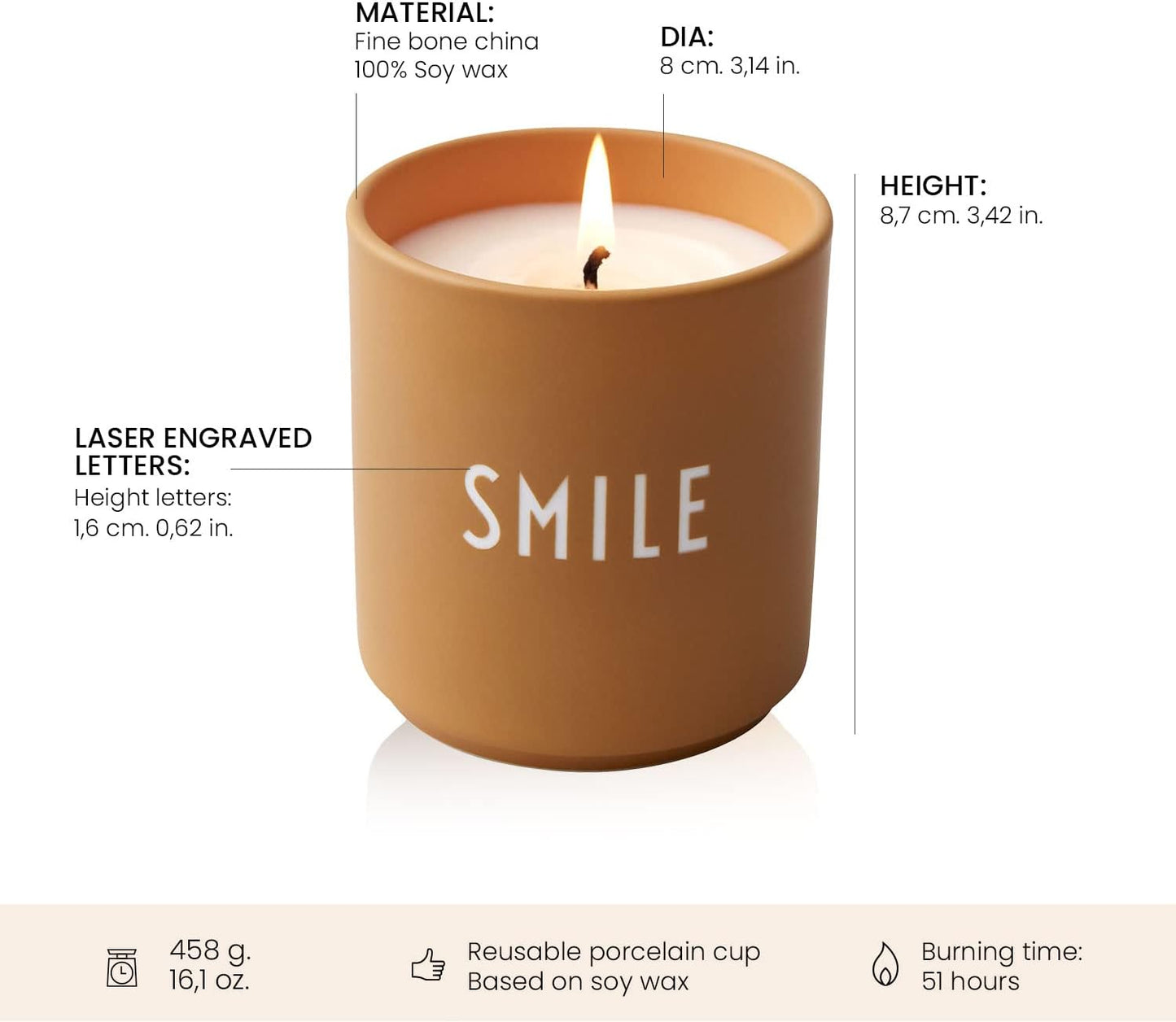 Design Letters Scented Candle Large 16 Oz, Soy Wax Wick Candles, Luxury Fragrance Gift for Women