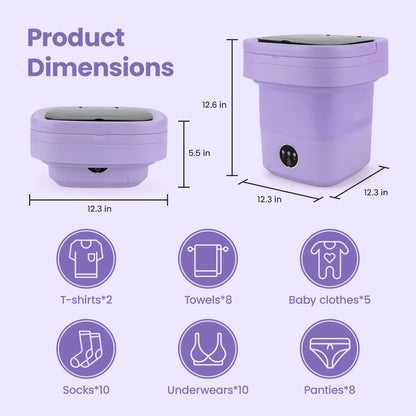 FETIONS Portable Washing Machine, 11L Foldable Washer with 3 Modes, Deep Cleaning for Underwear, Baby Clothes, and
