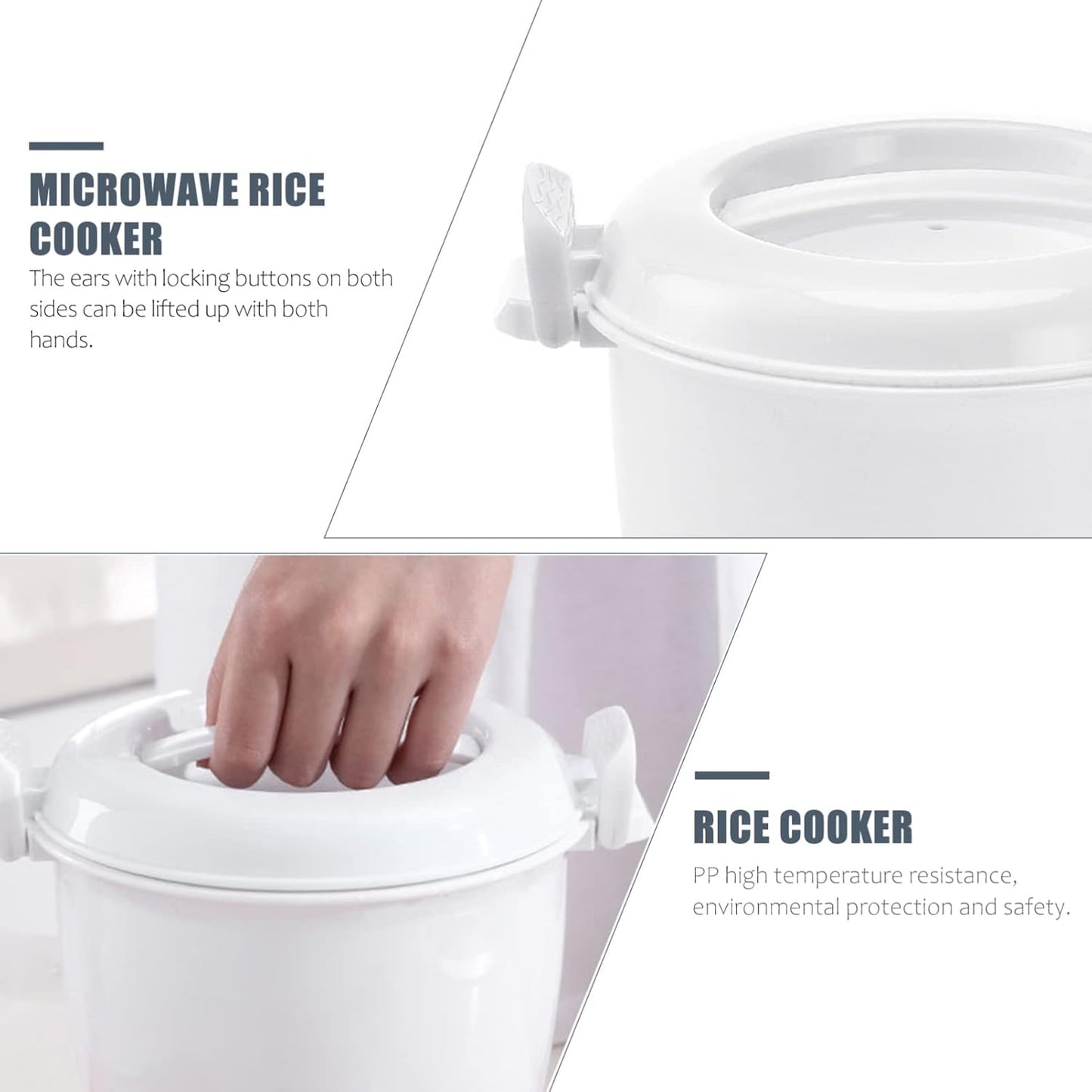 CALLARON 4 Cup Microwave Rice Cooker, Steamer Bowl, Rice Paddle, Pasta Cooker, Bento Box Cookware for Soup