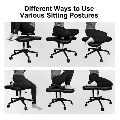 GenSDH Ergonomic Kneeling Chair, Cross-Legged Chair, Meditation Chair, Home Office Desk Chair with Wheels, Height Adjustable (Svart One Size),Svart-One Size