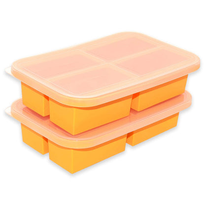 Bangp 1-Cup Silicone Freezing Trays with Lid,2 Pack,Easy-Release Silicone Freezer Molds for Soup Ice Cubes,Soup Freezer Molds,Freeze & Store Broth,Sauce,Leftovers - Makes 8 Perfect 1 Cup Portions