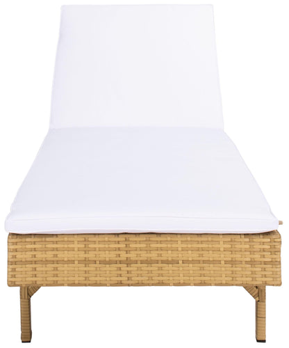 SAFAVIEH Outdoor - Cam Chaise Lounge Chair - Brown & White - Faux Wicker Rattan & Steel Frame with Cushion - Modern Adjustable Design - Ideal for Patio, Deck, Poolside, Backyard (PAT7501D)