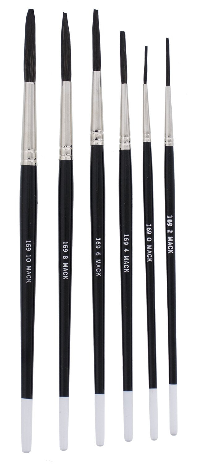 Andrew Mack Brush AM169-0-10 Series 169 Blue Squirrel and Black Synthetic Mix Quill Sizes 0-10 Pinstriping Brushes