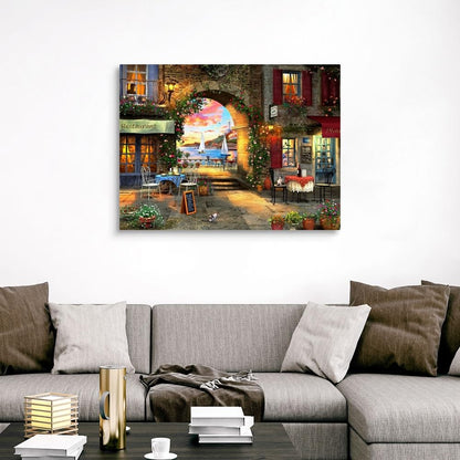 CANVAS ON DEMAND Mediterranean Evening Canvas Wall Art Print by Dominic Davison, Home Decor, Cat, Design Europe, Artwork,48" x36in