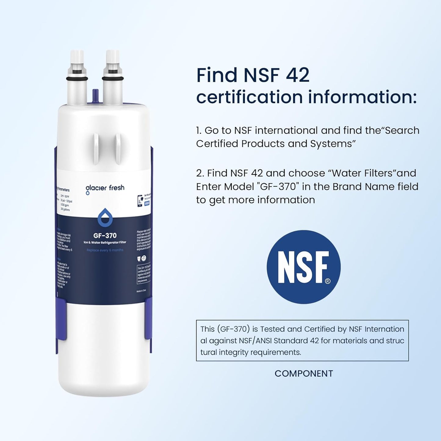 GLACIER FRESH W1029537A Refrigerator Water Filter 1 Pack Compatible with W10295370A, EDR1RXD1, 46-9930