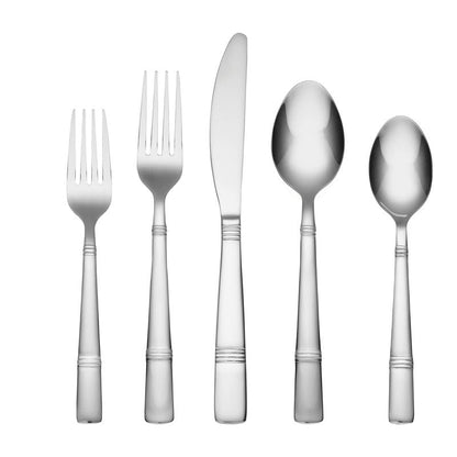 Cambridge 3194K7CSLG31 Braylen Mirror 62-Piece Flatware Set With Oak Buffet