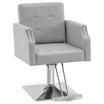 BarberPub Classic Salon Chair for Hair Stylist,Hydraulic Barber Styling Chair,Beauty Salon Spa Equipment 8818 (Grey)