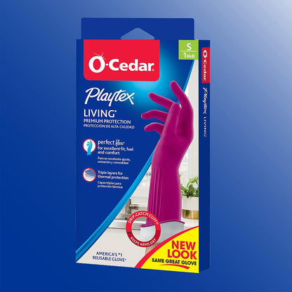 Playtex Living Reuseable Rubber Cleaning Gloves (Small, 5 Pairs), Premium Protection Reusable Household Gloves