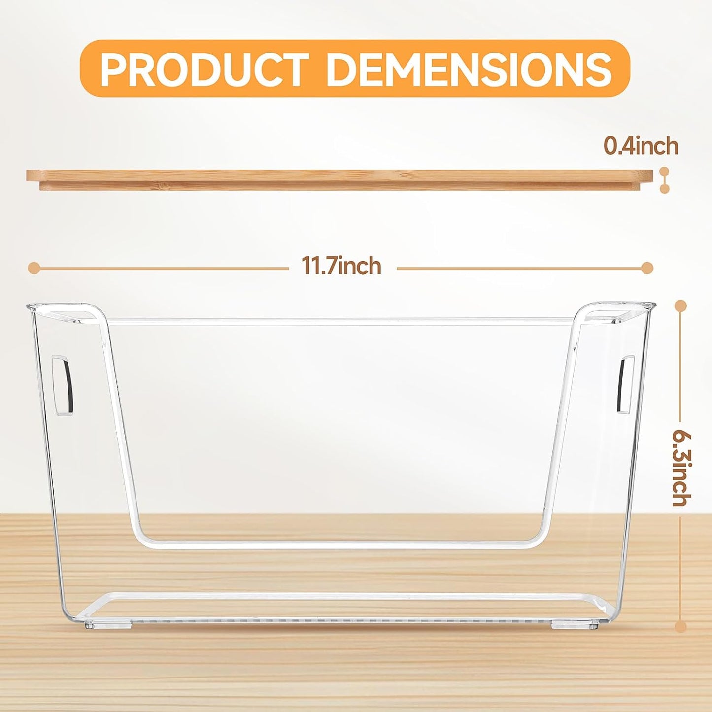 2 Set Counter Pantry Organizer and Storage, Stackable Trash Bag Dispenser Clear Acrylic Kitchen Pantry Baskets
