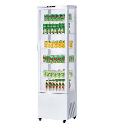 Takywep Commercial Display Refrigerator Case 10.9 Cu.ft, Floor-Standing Display Refrigerator with LED Light & Adjustable Shelves, Fridge Display Cabinet with Casters for Cakes, Coffee, Bakery, Store