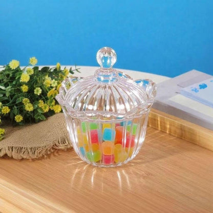 28 oz Large Glass Candy Dish with Lids Crystal Glass Candy Jar Home Decor Covered Wedding Buffet Jewelry Box Cookie Jar Biscuit Containers for Snacks Office Desk Party Coffee Beans (Transparent)