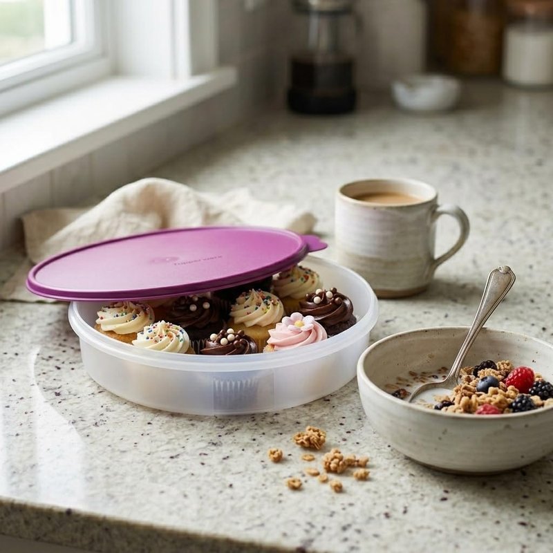 Tupperware 12" Round Container with Seal (Raddish)