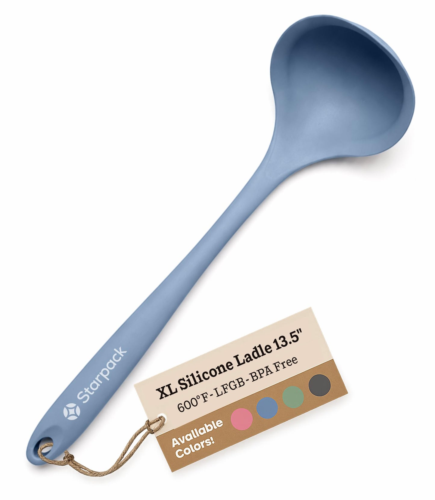 Starpack 'Ladle of Love' XL Premium Silicone Ladle - High Heat Resistant to 600F, Non Stick, LFGB Grade