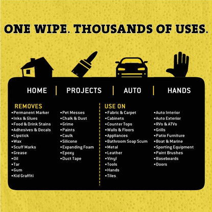 Tub O' Towels Heavy-Duty Multi-Surface Cleaning Wipes – Extra-Large 10" x 12", 90-Count Canister – Removes Grease, Tar, Ink & Tough Stains – Safe for Home, Auto, Garage & More
